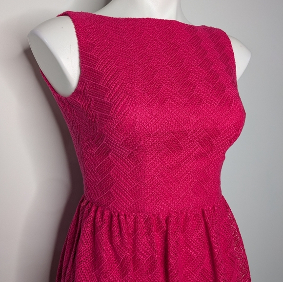 Trina Turk Pink Lace Sleeveless Knee Length Fit & Flare Dress 0 - Picture 4 of 8